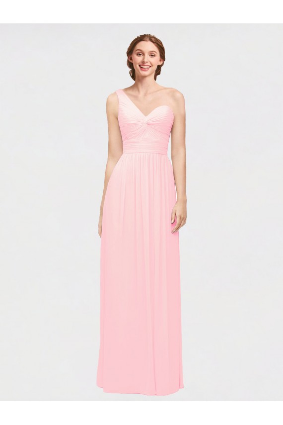 Cheap One Shoulder Twisted Waist Sweetheart Chiffon Bridesmaid Dress Canada