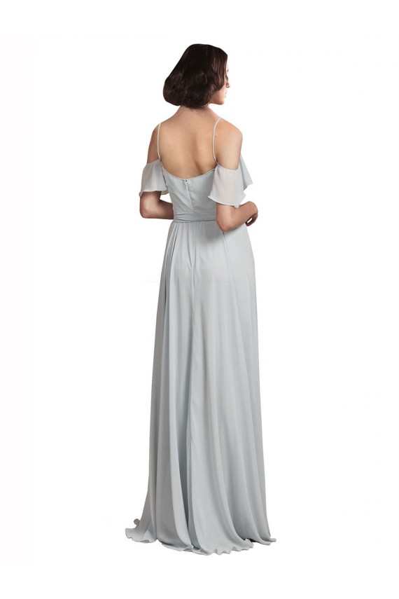 Cheap Off the Shoulder Spaghetti Strap Long Chiffon Bridesmaids Dress Canada