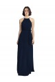 Cheap High Neckline Floor Length Chiffon Bridesmaid Dress with Belt Canada