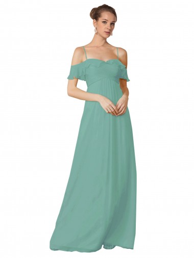 Cheap Hand-Ruched Chiffon Bridesmaid Dress with Flutter Sleeves Canada