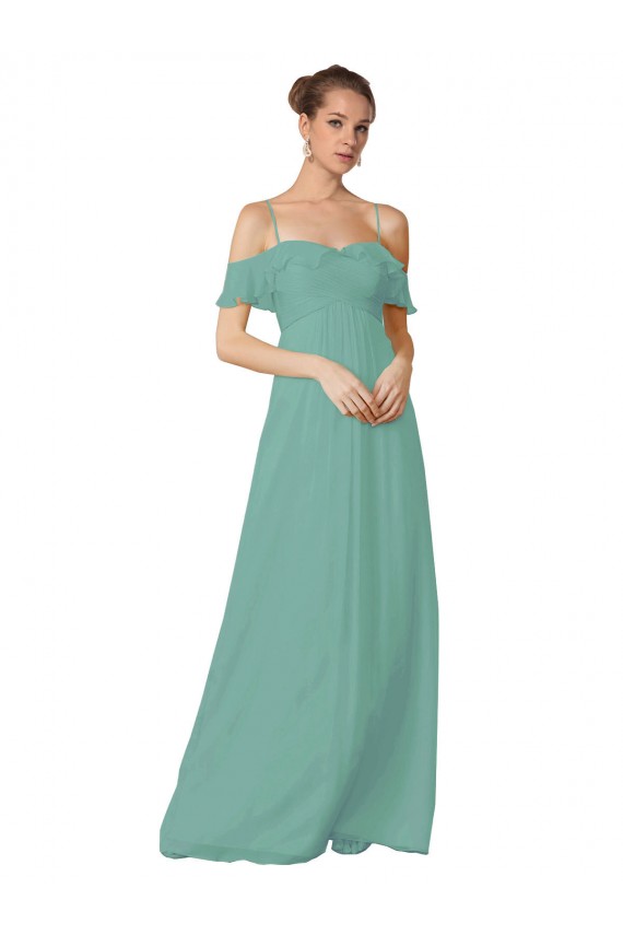 Cheap Hand-Ruched Chiffon Bridesmaid Dress with Flutter Sleeves Canada