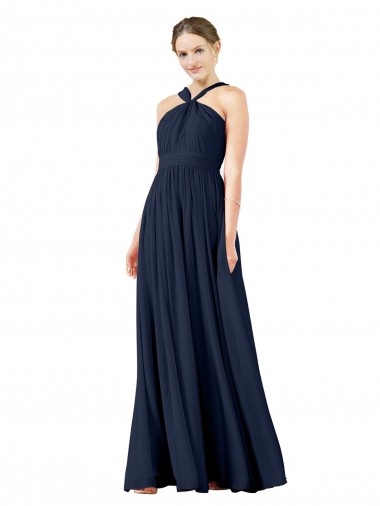 Cheap High V-Neck Floor Length Chiffon Bridesmaid Dress Canada