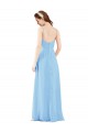 Cheap Pleated Low Back Long V-Neck Chiffon Bridesmaid Dress with Thin Straps Canada