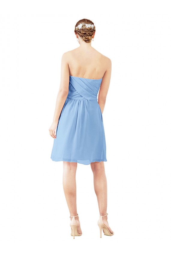 Cheap Short Knee Length Chiffon Cocktail Bridesmaid Dress with Twisted Strapless Sweetheart Neckline Canada