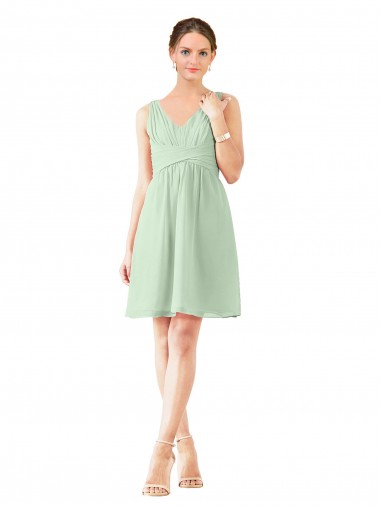 Cheap v-Neckline Short Knee Length Chiffon Cocktail Bridesmaid Dress Canada
