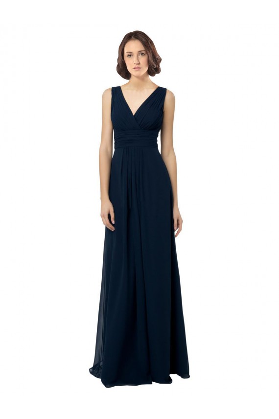 Cheap Chiffon Sleeveless Bridesmaid Dress with V Front and Back Canada