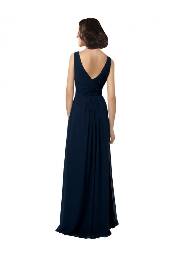 Cheap Chiffon Sleeveless Bridesmaid Dress with V Front and Back Canada