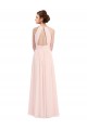 Cheap Sleeveless Chiffon High Neck Bridesmaid Dress with Diagonal Pleats Canada