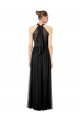 Cheap Ruched Long Chiffon Halter Bridesmaid Dress with Tie Back and Tails Canada