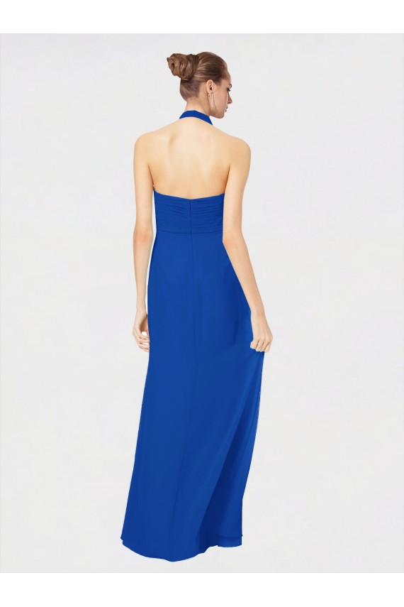 Cheap Sleeveless Long Chiffon Empire Gown with Pleated Halter Straps Canada