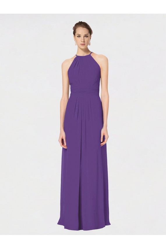 Cheap Long Chiffon Spaghetti Strap Halter Bridesmaid Dress Canada