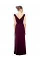 Cheap Long Chiffon Strapless Bridesmaid Dress with Wide Front and Back V-Neckline Canada