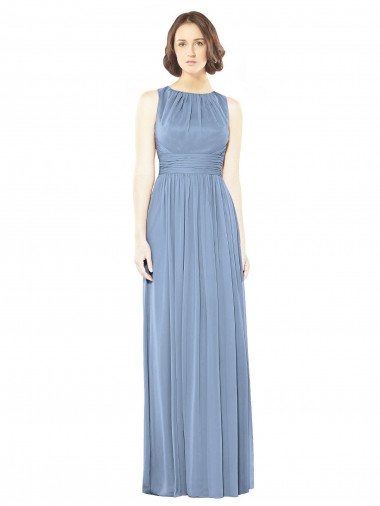 Cheap Open Keyhole Back Bateau Neck Chiffon Bridesmaid Dress Canada