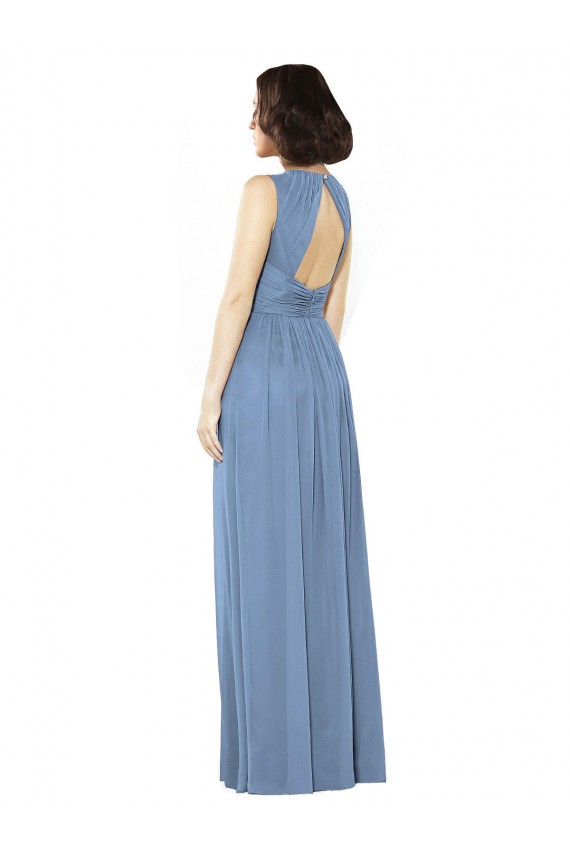 Cheap Open Keyhole Back Bateau Neck Chiffon Bridesmaid Dress Canada