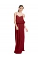 Cheap Long Chiffon Bridesmaid Dress with Slim Straps and Open Back Canada