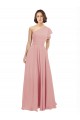 Cheap Chiffon Bridesmaids Dress with One Shoulder Flounced Sleeve Canada