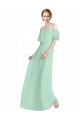 Cheap Spaghetti Straps Long Chiffon Off-The-Shoulder Bridesmaid Dress with Double Flounce Sleeves Canada