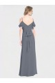 Cheap Long Chiffon Spaghetti Strap V-Neck Bridesmaid Dress with Off-The-Shoulder Flutter Sleeves Canada