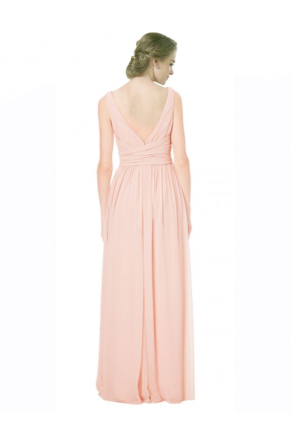 Cheap Full Length Chiffon Bridesmaid Dress with V-Front and Back Canada