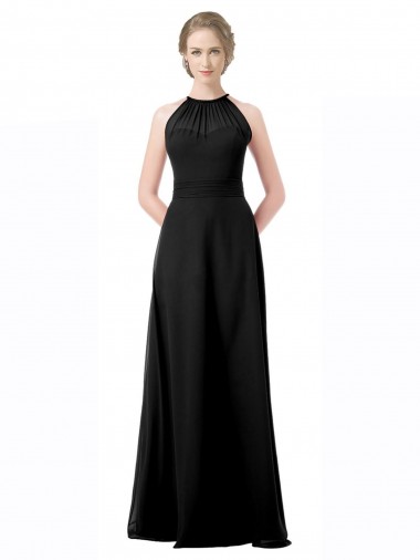 Cheap Full Length Chiffon Sweetheart Bridesmaid Dress with An Illlusion Overlay Canada