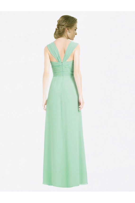 Cheap Long Chiffon Bridesmaid Dress with a Sweetheart Neckline and Pleated Shoulder Straps Canada