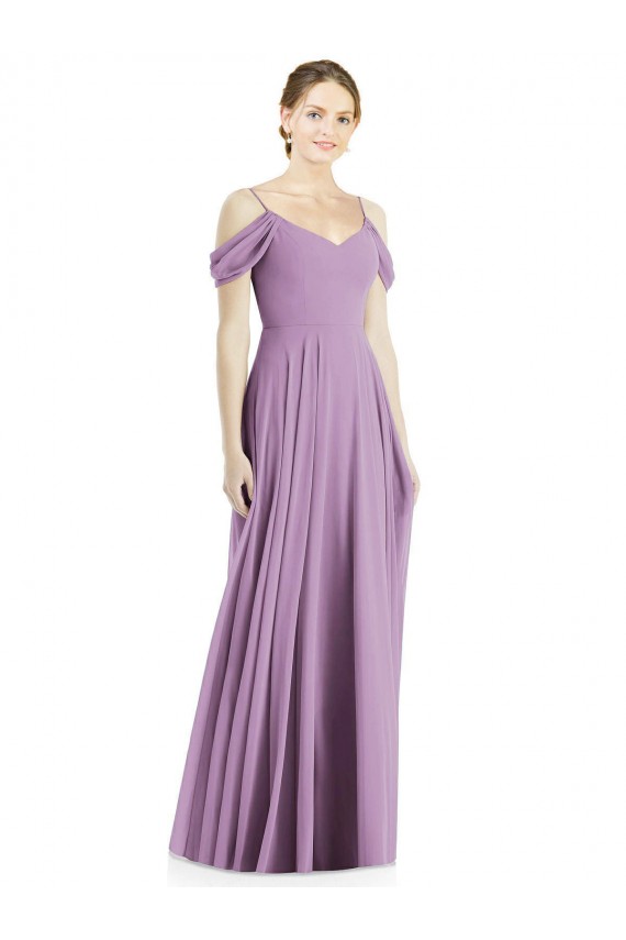 Cheap Off the Shoulder Open Cowl-Back Maxi Bridesmaid Dress Canada