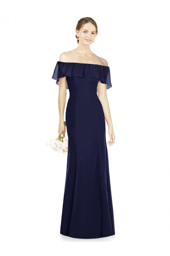 Cheap Off the Shoulder Full-Length Trumpet Chiffon Bridesmaid Dress Canada
