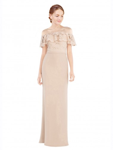 Cheap Off the Shoulder Sleeves Sheath Chiffon Bridesmaid Dress / Prom Dress Canada