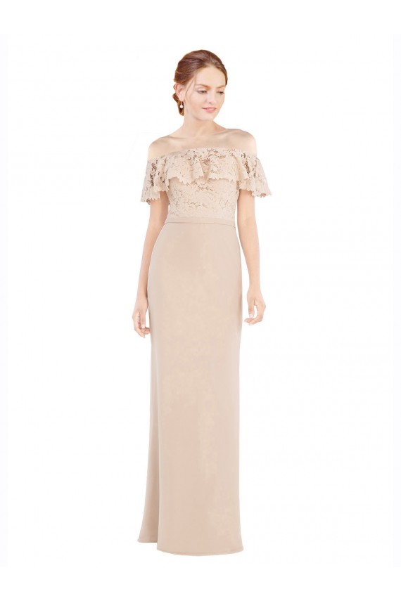 Cheap Off the Shoulder Sleeves Sheath Chiffon Bridesmaid Dress / Prom Dress Canada