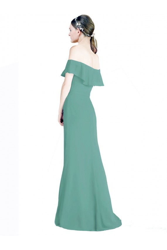 Cheap Off the Shoulder Bohemian Chiffon Bridesmaid Dress Canada