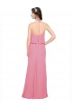Cheap Ruffle Halter Neck A-Line Chiffon Bridesmaid Dress with Open Back Canada