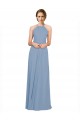 Cheap Pleated Halter Neckline A-Line Chiffon Bridesmaid with Criss Cross Back Canada