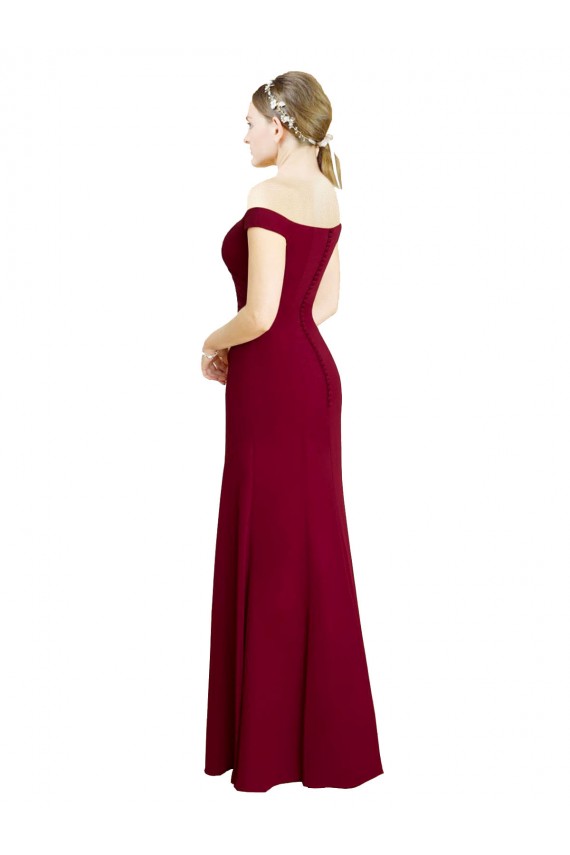 Cheap Off the Shoulder Long Chiffon Bridesmaid Dress / Prom Dress with Pleats Canada