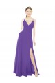 Cheap Long Chiffon A-Line Bridesmaid Dress with Deep V-Neckline and Side Slit Canada