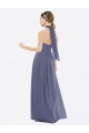 Cheap High Halter Neck Chiffon Bridesmaid Dress with Twist-Tie Canada