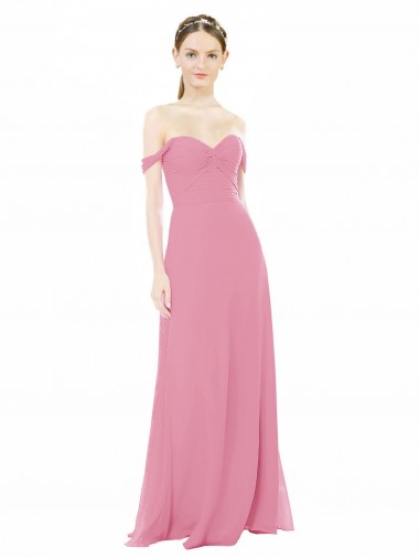 Cheap Fitted Sweetheart Bodice Chiffon Bridesmaid Dress with Draped Cap Sleeves Canada