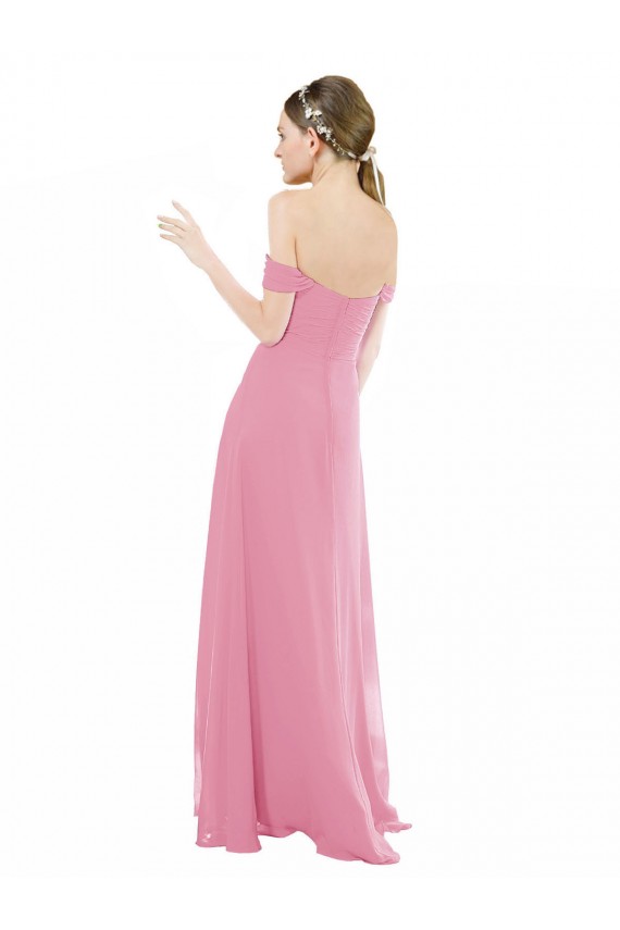 Cheap Fitted Sweetheart Bodice Chiffon Bridesmaid Dress with Draped Cap Sleeves Canada
