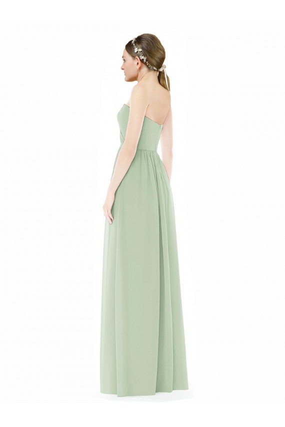 Cheap Strapless Draped Bodice Maxi Bridesmaid Dress with Front Slits Canada