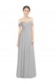 Cheap Off the Shoulder Long Chiffon Bridesmaid Dress with Ruched Bodice Canada
