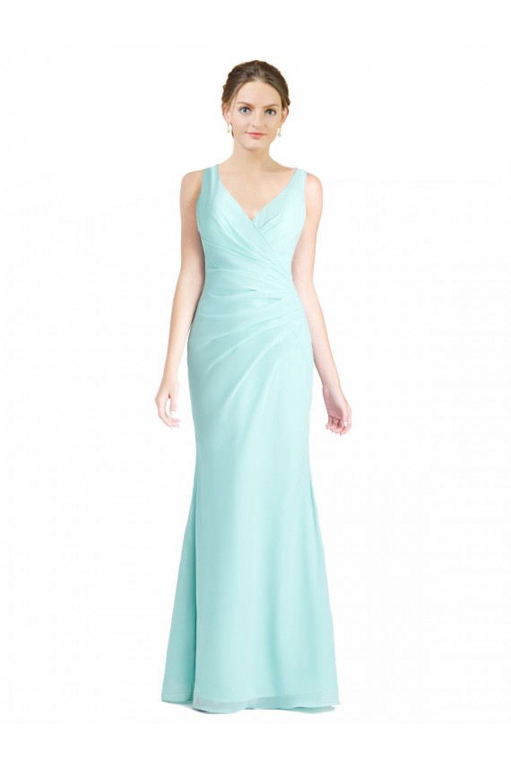 Cheap Ruched Bodice Sweetheart Chiffon Bridesmaid Dress with Lace Back Canada