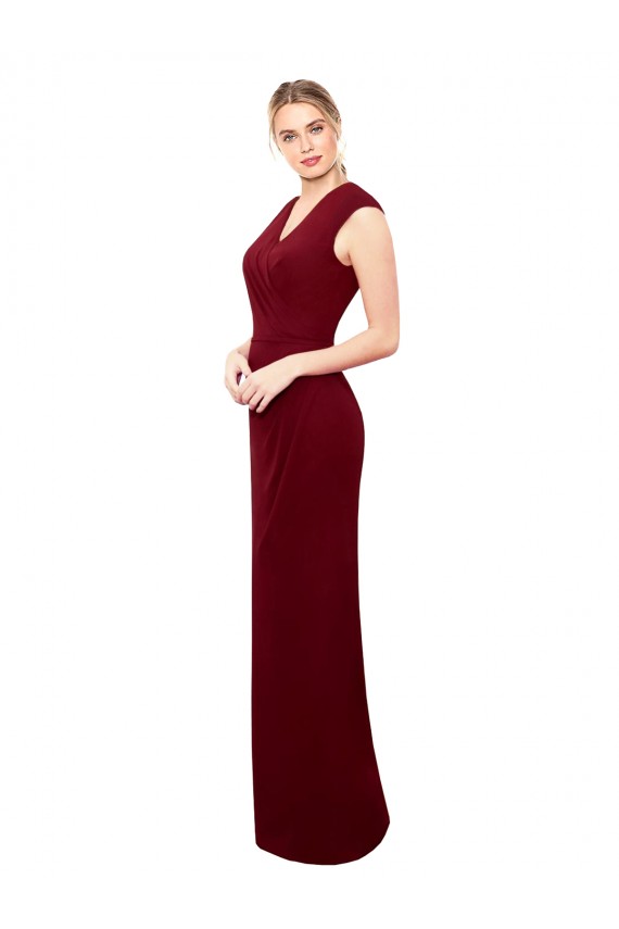 Cheap Cap Sleeves Chiffon Bridesmaid Dress / Prom Dress with Pleated V-Neck Bodice Canada