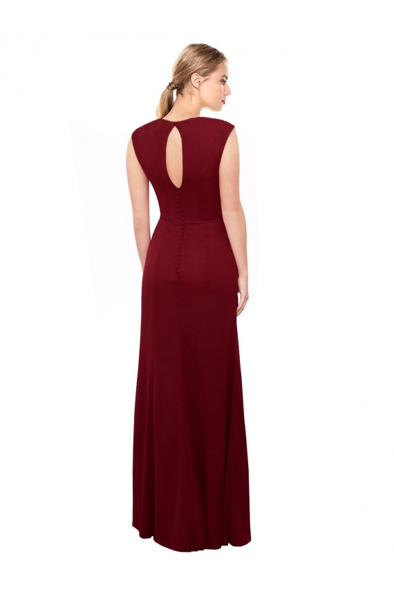 Cheap Cap Sleeves Chiffon Bridesmaid Dress / Prom Dress with Pleated V-Neck Bodice Canada