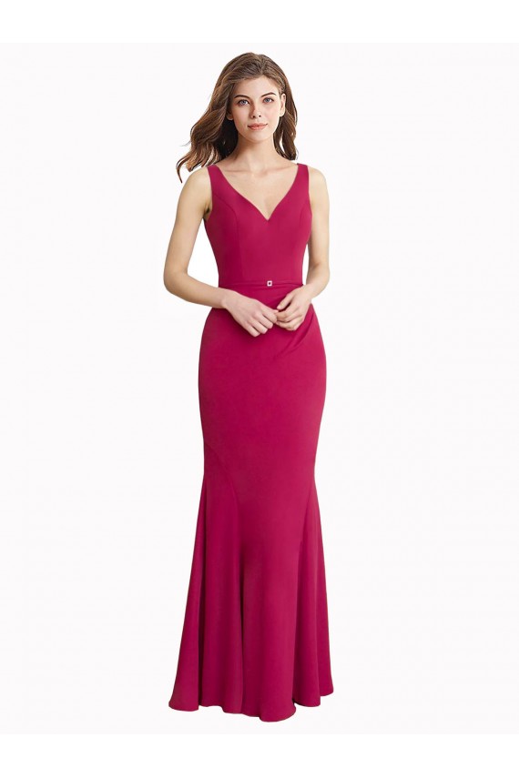 Cheap V-Neck Mermaid Chiffon Bridesmaid Dress / Prom Dress with V-Back and Belt Canada