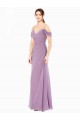 Cheap Draped Off the Shoulder Sweetheart Chiffon Bridesmaid Dress with Button Back Canada