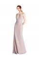 Cheap Long Slim Chiffon Bridesmaid Dress with Ruffled Waist and Keyhole Canada