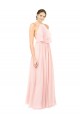 Cheap Halter Neck Chiffon Bridesmaid Dress with Double Ruffle Front Canada