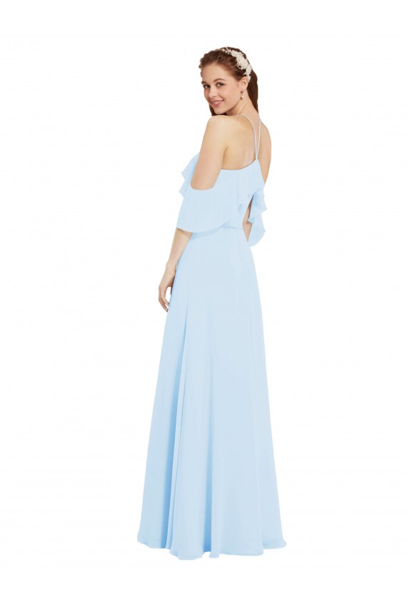 Cheap Chiffon Halter Neck Bridesmaids Dress with Flounced Neckline Canada