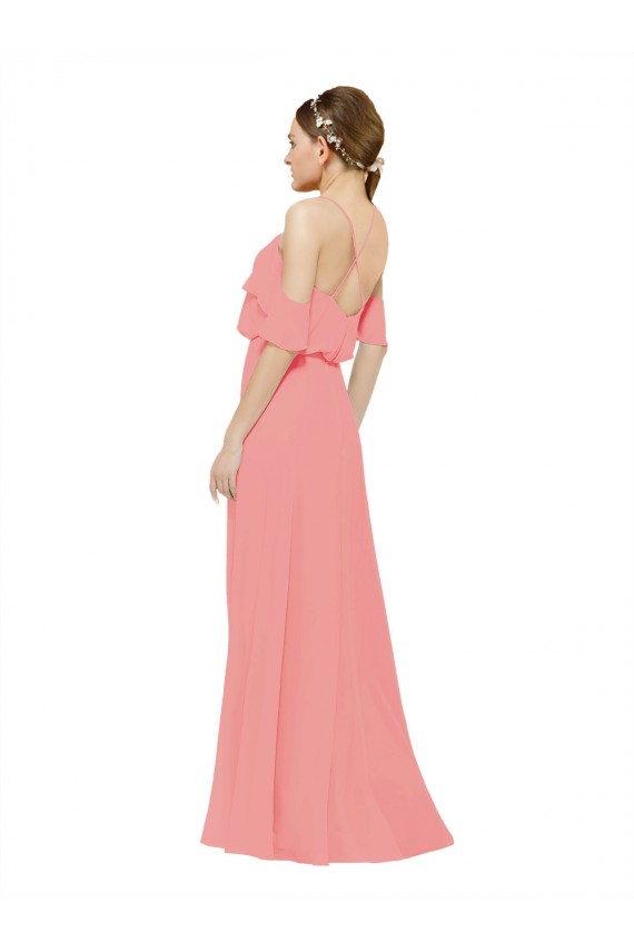 Cheap Draped Off the Shoulder Sleeves Chiffon Bridesmaid Dress Canada