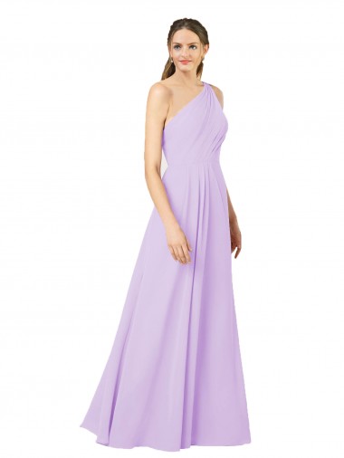 Cheap Grecian Inspired Simple One Shoulder Chiffon Formal Bridesmaid Dress with Ruching Canada
