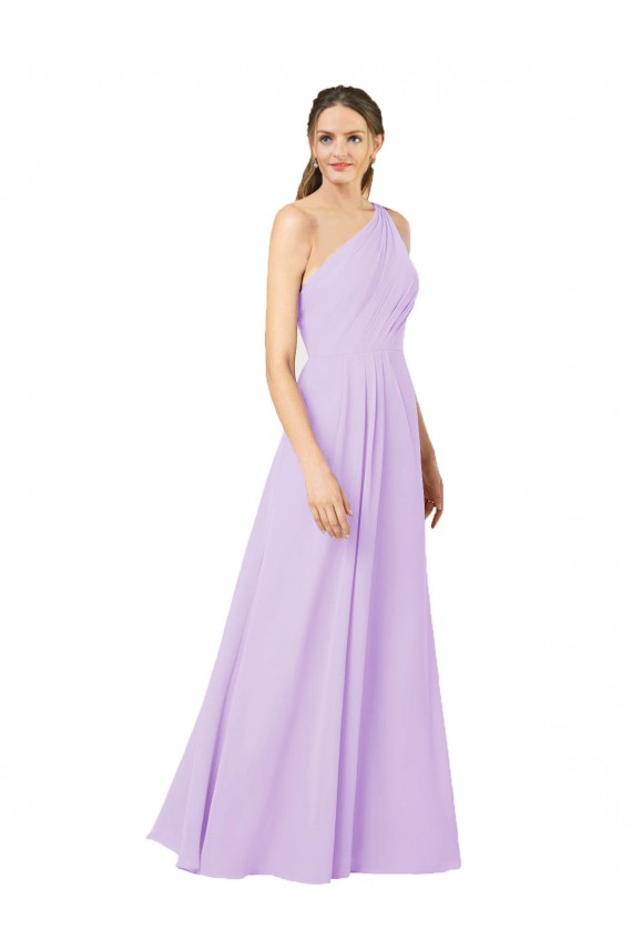 Cheap Grecian Inspired Simple One Shoulder Chiffon Formal Bridesmaid Dress with Ruching Canada